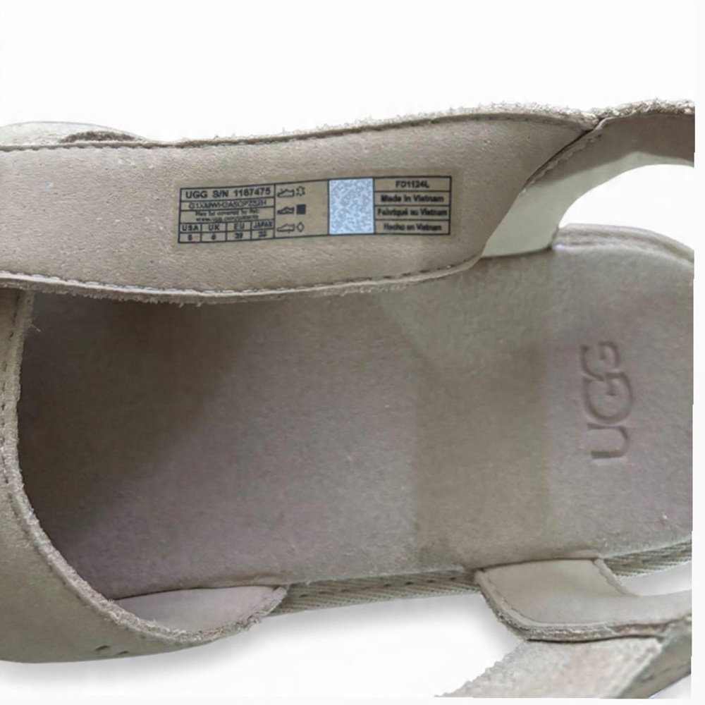 (SOLD) UGG WOMEN 8 NEW HEIGHTS PLATFORM SANDAL IN MUSTARD SEED NWOB CUSHIONED - Picture 9 of 10